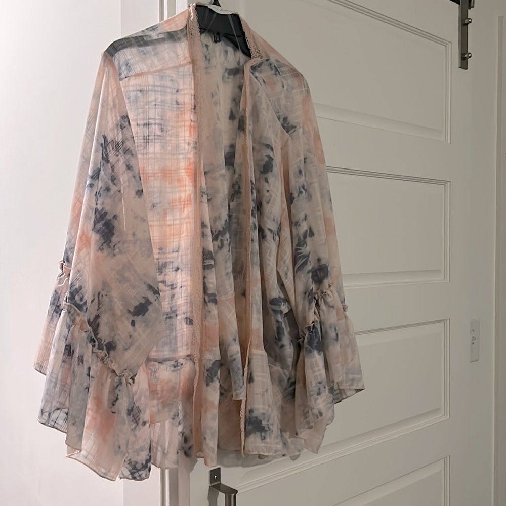 Pink and blue tie dye Kimono